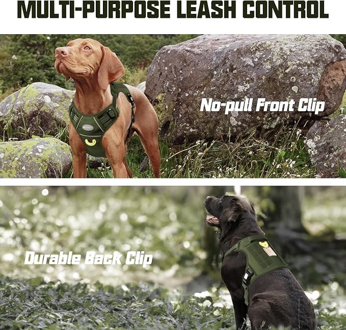 AUROTH Tactical Dog Harness for Large Dogs No Pull Adjustable Pet Harness Reflective K9 Working Training Easy Control Pet Vest Military Service Dog Harnesses
