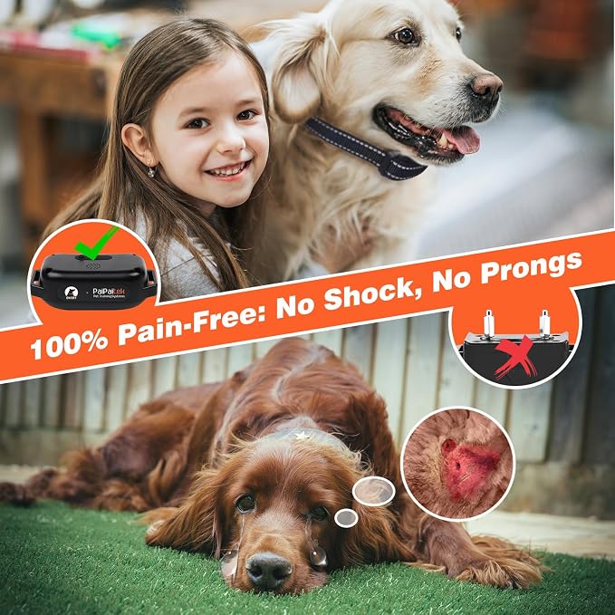 No Shock Dog Training Collar with Remote 3300ft Range, Humane Vibrating Dog Collar, 3 Modes Ultrasonic, Beep, Vibration for Small Medium Large Dogs - Security Lock & No Prongs