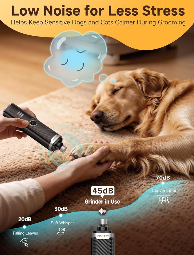 Dog Nail Grinder Whisper Quiet & Safe for Sensitive Dogs & Cats