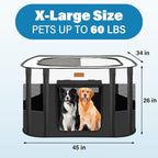 Dog Playpen - Foldable Cat Play Pens for Pubby, Kitten, Rabbit, Portable Pet Tent with Carring Bag for Indoor/Outdoor Travel Camping Black X-Large