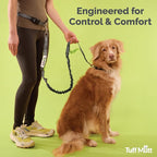 Tuff Mutt Hands Free Dog Leash for Walking Running Hiking, Waist Leash with Bungee, Adjustable Belt, Reflective Double Handle Design for Large Medium Dogs