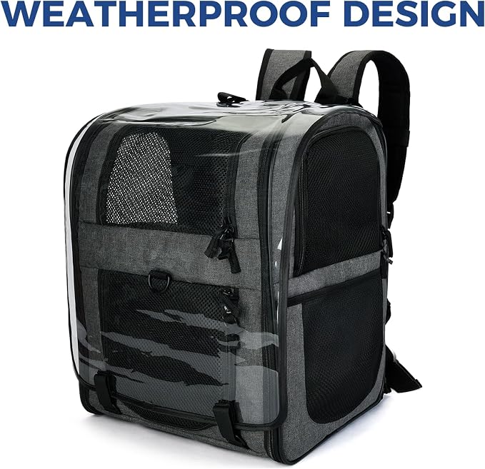 Apollo Walker Pet Carrier Backpack for Large/Small Cats and Dogs, Puppies, Safety Features and Cushion Back Support for Travel, Hiking, Outdoor Use (Gray-Expandable)