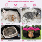 Siedihit Dog Cat Playpen, Large Puppy Pet Playpen, Dog Crate Tent Cage | Indoor/Outdoor, Portable Pop Up Dogs Kennel Playpen with Carrying Case for Dogs/Cats/Rabbits, Hot Pink
