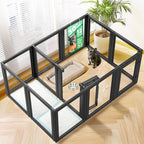 FXW AuraSpace Clear Acrylic Indoor Dog Playpen, 30" H, 12 Panels, Black | Open View, Modern Home Fit, No Climbing Bars, Tool-Free Setup, For Small & Medium Dogs