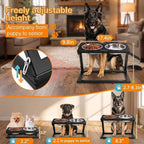 Elevated Dog Bowl, Adjustable Height and Tilt Angle Dog Bowl Stand | Precisely Adjust Height And Tilt Angle, Easy To Clean, Equipped With 2 Stainless Steel Food Bowls, Sturdy And Durable.