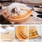 Sisal Cat Scratcher Pad, Wooden Interactive Cat Puzzle Toy | Sisal Scratching Pad with Ball, Kitten Mental Stimulation, Self Play, Home Enrichment, Physical Exercise, Natural Sisal