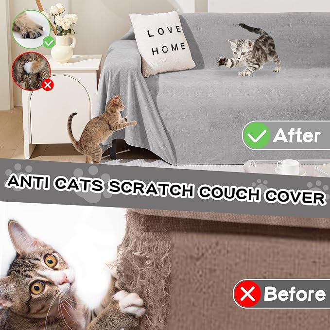 Couch Cover for 2 Cushion Sofa, Washable Cat Scratch Proof Sofa Covers Love Seat L Shape Soft Sectional Sofa Slipcover Furniture Protector for Dogs Pets Kids, 71" x 118", Light Grey