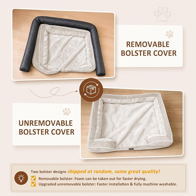 Comfort Expression Orthopedic Dog Beds for Large Sized Dog with Bolster | Waterproof Dog Couch Bed with Washable Cover & Non-Slip Bottom, Supportive Egg Crate Foam Large Pet Bed, 36x27 Inch