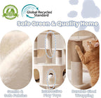 Cat Tree, 81.1" Tall Heavy Duty Cat Tower for Large Cats VCT032MJ | Cat Furniture with 3 Wide Platforms, Diamond-Shaped Condo 2 Sisal Scratchers, Hammock & Stable Base, Beige