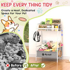 Kaiferty Medium Dog Toy basket, Toy Box for Dogs, Pet Toys Bin Dog Metal Wire Basket for Toys, Food Storage, Storage Organizer Chest Storage, Toy Box for Living Room Area (White)