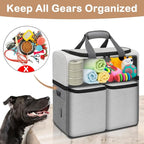Mancro Dual Layers Dog Travel Bag, Dog Mom Gifts, Road Trip Essentials | Pet Travel Bags with 2 Extra Large Food Containers, 2 Collapsible Dog Bowls, Multi-Pockets Tote Organizer for Pet Supplies