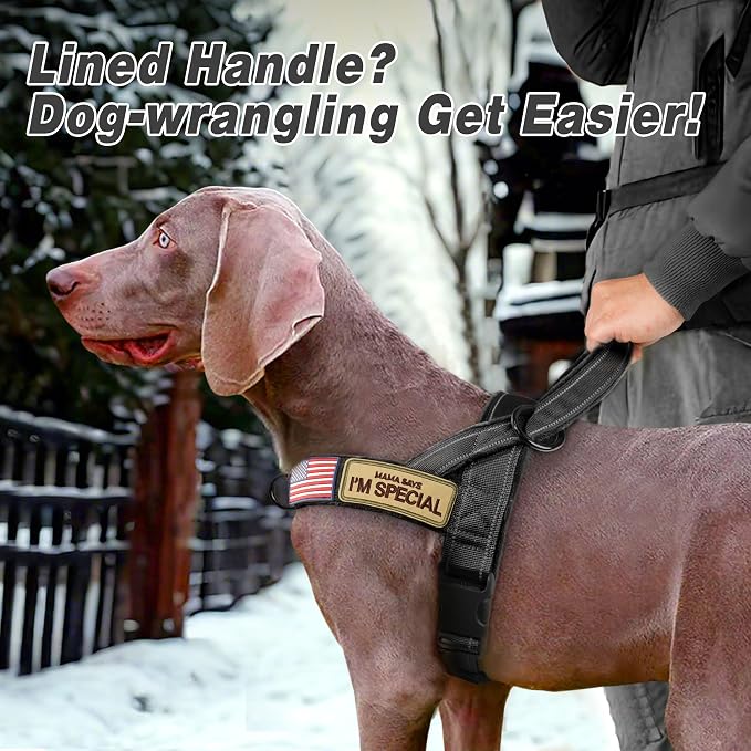 Forestpaw No Pull Dog Harness with Large Handle,Comfortable,M,Black | Adjustable Fits Chest 23-28",28-50 lbs,Slip On,Quick Release Buckle,Easy Control,Soft Padded,for Medium Dogs Walking Training
