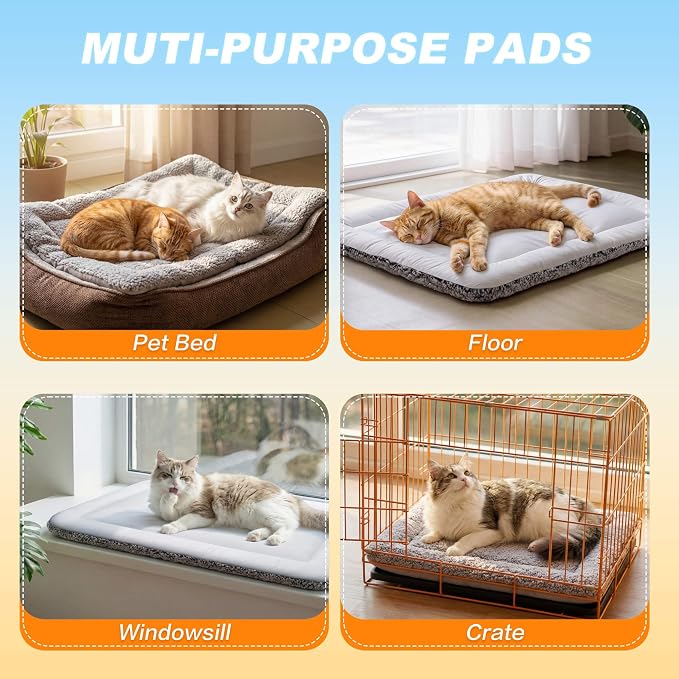 Cooling Mat for Cats, Reversible Self Warming Cat Bed, Gray, 18 x 24 Inches | Cool-Touch Ice Silk Side, Plush Fleece Warm Side, Heat-Reflective Foil for Indoor Cats, Kittens, Small Dogs and Crates