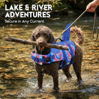 ASENKU Dog Life Jacket - Pet Safety Vest for Swimming & Boating, Shark Life Jacket with Floatation, Dog Lifesavers Swimsuits for Small Medium Large Dogs (Blue Bandhnu, 2XL)