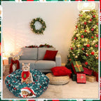 Christmas Cat Tunnel Bed for Indoor Cats Under Christmas Tree Skirt Tube with Hanging Ball Plush Cat Cave, Washable Holiday Pet Gift Toy & Gift for Kittens(Pine Branch)