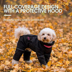 Kouser Waterproof Full-Body Coverage Dog Raincoat, Black XL | Dog Raincoat with Reflective Stripes, Adjustable Dog Rain Jacket with Leash D-Ring, Hooded Poncho for Small Medium Large Dogs