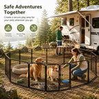 Metal Dog Playpen - 24" Height 16 Panels Foldable Exercise Pen for Dogs Indoor/Outdoor Pen with Door for Puppy Portable Pet Playpen Polygon Dog Enclosure (Black)
