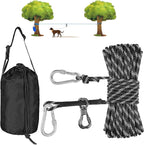XiaZ Dog Camping Leash, 50ft Portable Overhead Trolley System for Dogs up to 200lbs, Dog Tie Out Cable, Camping, Parks, Outdoor Events,5 min Set-up,Black