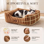 ZOMISIA Small Dog Bed, Cat Bed for Indoor Cats with Washable Cover, 20x19'' | Orthopedic Dog Beds for Small Dogs, Neck-Friendly Bolster, Low-Front Edge, Puppy Bed with Waterproof Removable Cover, Brown