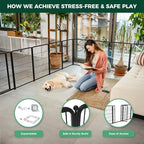 FXW Homeplus Indoor Dog Playpen, 40" H, 6 Panels, for Medium & Large Dogs | Stress-free play, Heavy-duty, Semi-open design, Easy setup, Threshold-free gate, Expandable, Patented