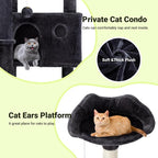 Allewie 64 Inches Multi-Level Cat Tree Tower for Indoor Cats, Dark Grey | Activity Center for Big Felines, 2 Plush Condos, 2 Perches, Cozy Basket, House, Sisal Scratching Posts, Hanging Cat Toys