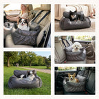 PAWZ Road Dog Car Seat for Small Medium Dogs, Waterproof Booster Bed | Dog booster car seat with dual safety belts, side storage pocket, waterproof leather, soft PP cotton for travel and home