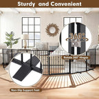 156" Extra Wide Dog Gate, Heavy Duty Metal Freestanding Dog Gate with Door for Indoor & Outdoor, Foldable Pet Fence for Doorways,House,Porch,Deck,Yard,Stairs, Auto Close(6 Panels,Black)
