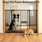 Adjustable Pet Gate 29.5-43“ with Cat Door, Black | U-Shaped Iron Gate, Two Installation Methods, Suitable for Stairs and Doorways