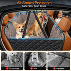 URPOWER Hard Bottom Dog Car Seat Cover, Back Seat Extender for Cars & SUVs | 400 lbs Support, 45% More Space, Waterproof, Mesh Window, Scratch Resistant, Non-Slip, Easy Care, Dog Seat Belt Included