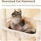 Heybly 64.2" Heavy-Duty Cat Tree for Large Cats with Wide Base HCT027M | Indoor Cat Tower with Scratching Posts & Board, Cat Furniture with Big Platforms, Extra-Large Hammock, Beige