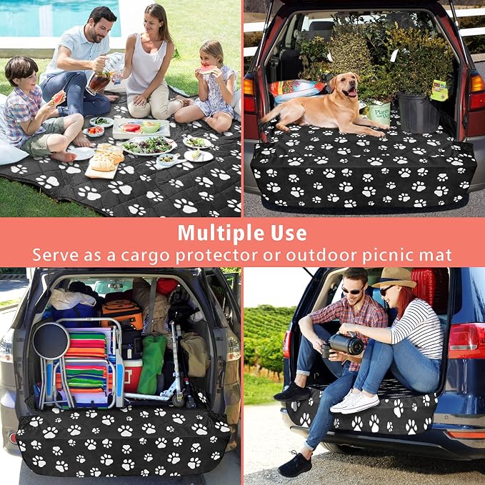 F-color SUV Cargo Liner for Dogs - Heavy Duty Cargo Cover for Mid-Size SUVs | Water Resistant, Bumper Flap, Non-Slip Mat, Car Trunk Dog Car Seat Cover Prevents Scratches Pet Hair Mud Dirt for Sedans Vans