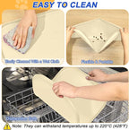 SMILOOL Silicone Pet Food Mat with Raised Edge for Food and Water Bowl, Dog Feeding Mats, Cat Food Trays for Floor Waterproof, Rubber Tray for Dogs and Cats, 22 x 14 x 0.8 White Sand(Yellow Cast)