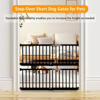 SHYUJAJIE Dog Gate for Small Dogs,14" Height Short Dog Gate | Adjustable 18-48" Small Pet Gate for doorways,Low Pet Gate to Step Over,Pressure Mounted for Doorways & Stairs,Black
