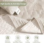 Boho Quilted Grand Sofa Covers Washable, Couch Cover for Grand Sofa, Soft Cozy Couch Protector for 4 Cushion Couch, Oversized Grand Sofa Slipcovers Water-Repellent (Grand Sofa 88", Beige)