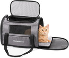 BurgeonNest Cat Carrier, Soft Sided Top Loading Carrier, Medium Gray | Soft sided gray carrier with mesh windows, storage pocket and practical features for daily cat travel