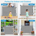 EZIGO 55 Inch Retractable Baby Gates Extra Wide Baby Dog Gate for Stairs | 34 Inch Tall Retractable Dog Gate, One-Hand Operation Mesh Safety Pet Gate for Deck, Porch, Doorways Indoor Outdoor, Gray