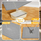 Pieviev Extra Large Silicone Litter Box Mat, Easy to Clean, 40'' x 28'' | Extra-Large Coverage Area Litter Mat, Soft on Kitty Paws, Grooves Reduce Waste, Raised Edges Trap Urine and Spills.