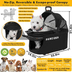 PAWZIDEA Portable Small Dog Crate for Car Travel up 33lbs, Enclosed Dog Car Seat Soft-Sided, Escape-Proof Reversible No-Zip Canopy, Foldable Pet Carrier Seatbelt for Small Medium Puppies & Cats Kennel