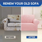 Stretch Loveseat Couch Cover, 2 Cushion Couch Slipcover,Dusty Pink | 1-Piece Washable Sofa Cover Pet Friendly (55"-78") Furniture Protector Soft Jacquard, Elastic Bottom for Dogs & Kids