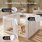 Soulbond Clear Acrylic Dog Playpen Indoor, 24 Inch, White, 8 Panels | Non-Slip,Tool-Free Assembly, External Door Lock Play Pen for Puppies and Small Dogs