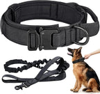 Tactical Dog Collar and Leash Set Heavy Duty Military Dog Collar with Handle and Metal Buckle for Medium and Large Dogs (Black, M)