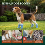 Dog Shoes, Non-Slip Dog Booties for hot Pavement, 4Pcs Blue 4# | Waterproof TPE Sole, Breathable Dog Boots with Reflective Straps, Idear for Hardfloors, Outdoor, Small Medium Paw Protectors