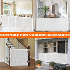 Pawtners Retractable Baby Gates Extra Wide, 41" Tall Extends up to 71" Wide, Dog Gate Indoor with for Stairs, Pet Gate with Support Rods for Doorways Hallways Indoor & Outdoor-White