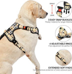 NESTROAD No Pull Dog Harness with Leash, Reflective No Choke Pet Vest Harness,Adjustable Soft Padded Dog Harness with Easy Control Handle for Medium Dogs(Checkered Beige,Medium)
