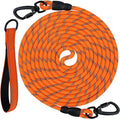 Joytale Long Dog Leash for Yard Tie Out & Recall Training, Orange, 65FT | Secure Locking Carabiner, Removable Padded Handle, Reflective Webbing for Night Safety, Ideal for Outdoor Play and Camping