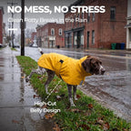 PU Dog Raincoat, Non-Toxic & Odorless Waterproof Vest, Adjustable High Neck and Hook & Loop Belly Closure for Rainy Potty Breaks & Wet Weather Outdoor Walks (Yellow, XX-Large)