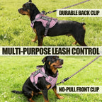 Service Dog Tactical Vest Harness and Leash Set Large Sized Dog Emotional Support- Tactical Dog Harness Training Collar with Name (Pink, S)