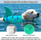Fragralley Shark Dog Life Jacket, Easy to Put on Dog Life Vest for Swimming and Boating, Vibrant & Adjustable Dog Life Preservers for Small Medium Large Dogs, Suit to Swim, Fish, Beach, Surfing
