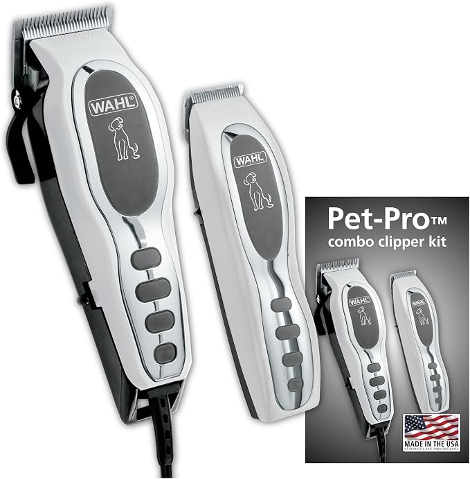 Wahl USA Pet-Pro Corded Clipper & Battery Trimmer Pet Grooming Kit for Dogs | At Home Dog Grooming For Full Hair Clipping, Face & Paw Trims, Light To Thick Coats, Brand Used By Professionals – Model 9284