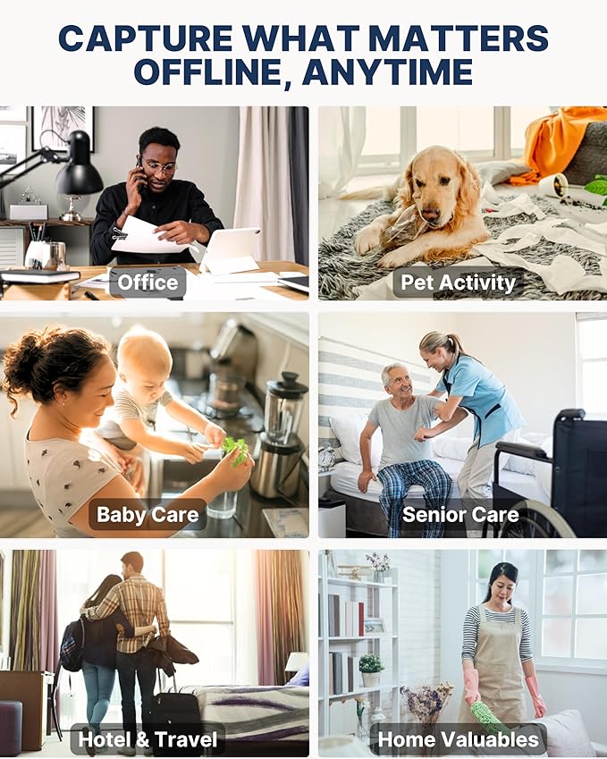 1080p Dome Cam, Motion Detection, microSD Slot, Easy Setup, App-Free, No Live View-Data Protected, Video-Only - Plug-in Premium Reliable Pet Camera for Pet Nanny Use, with 64GB Card